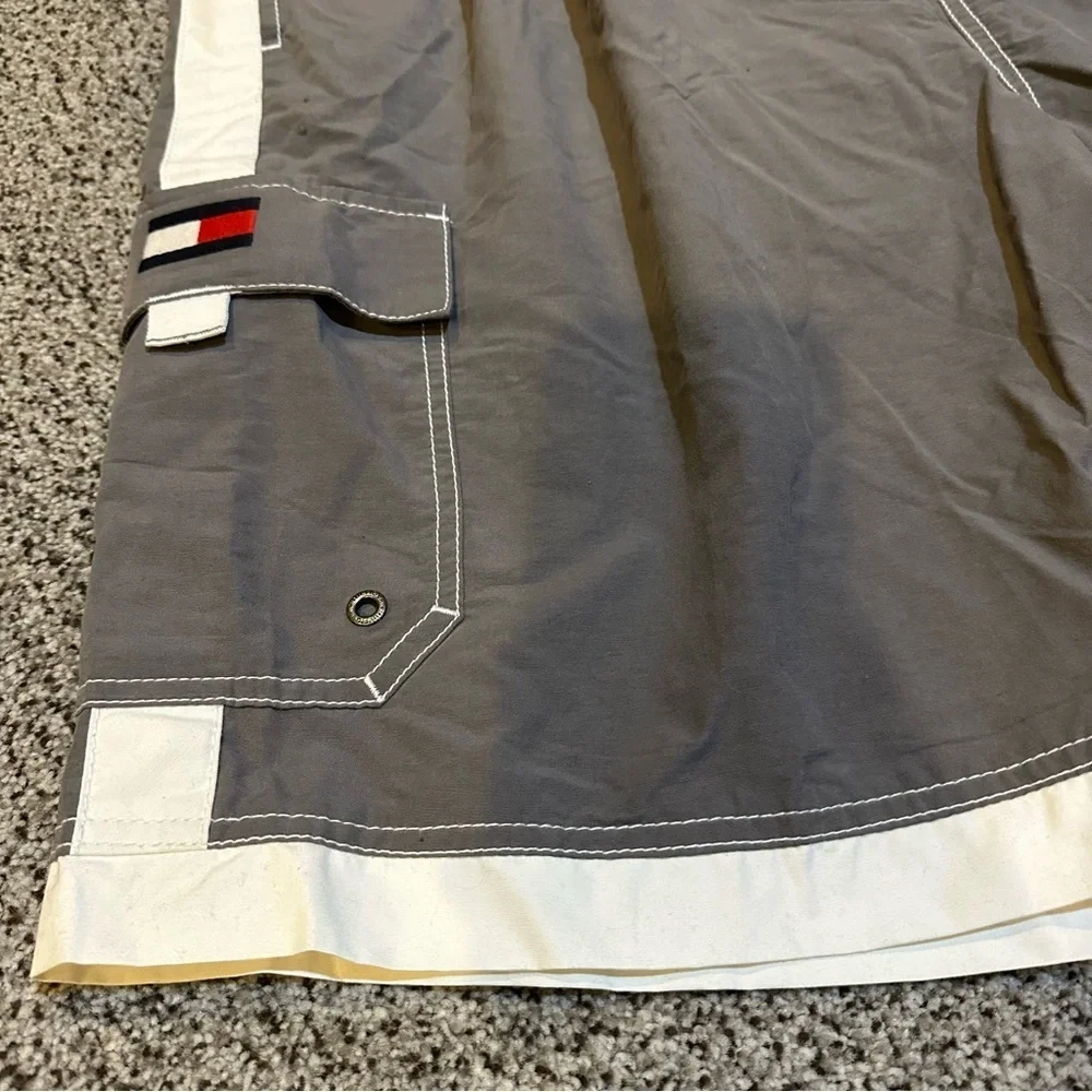 TOMMY HILFIGER XXL Gray Swim Trunks Bathing Suit Tommy Logos NWT R $42